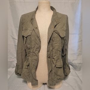 Safari Jacket Army Green Adjustable Waist Snap Close